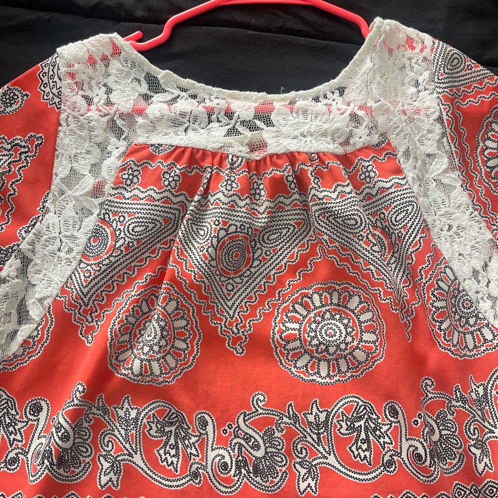 Silky tangerine lace top
